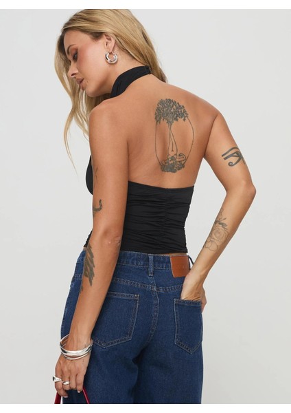 Halter Yaka Büzgülü Kısa Bluz modelleri