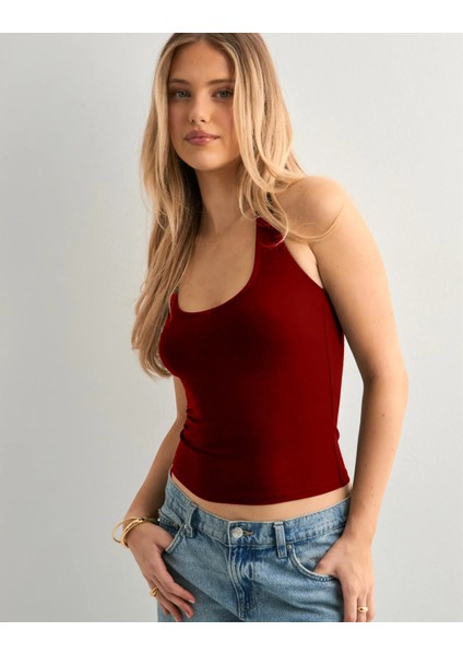 Boyundan Askılı Halter Yaka Crop Top