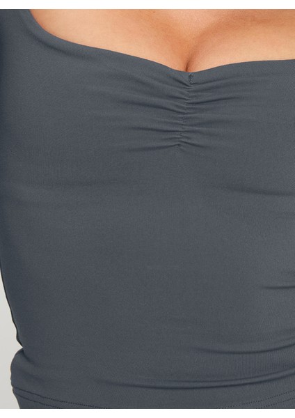 Uzun Kollu Kare Yaka Slim Fit Kadın Crop Bluz fiyatları