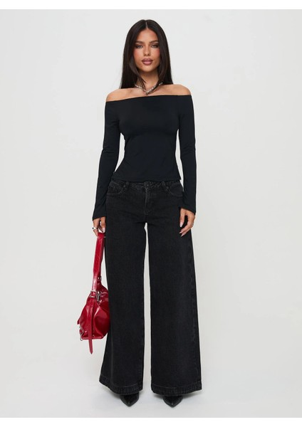 Madonna Yaka Yırtmaç Detaylı Uzun Kollu Bluz