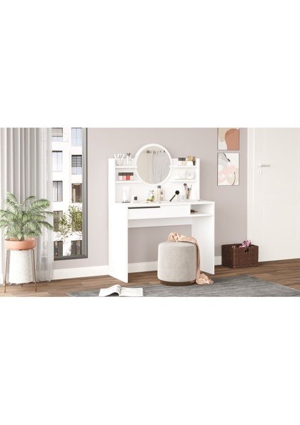 Ocean Makyaj Masası Aynalı Raflı Çekmeceli Beyaz ON28-W modelleri