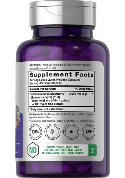 Horbach Black Elderberry 3000MG 180 Capsul.usa Menşei modelleri