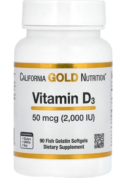 , Vitamin D3, 50 Mcg (2,000 Iu), 90 Fish Gelatin Softgels