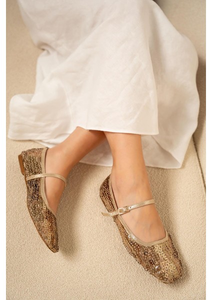 Honey Gold Pullu Küt Burun Kadın Babet modelleri