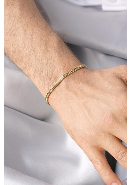 14 Ayar Altın Sık Gurmet Zincir Erkek Bileklik