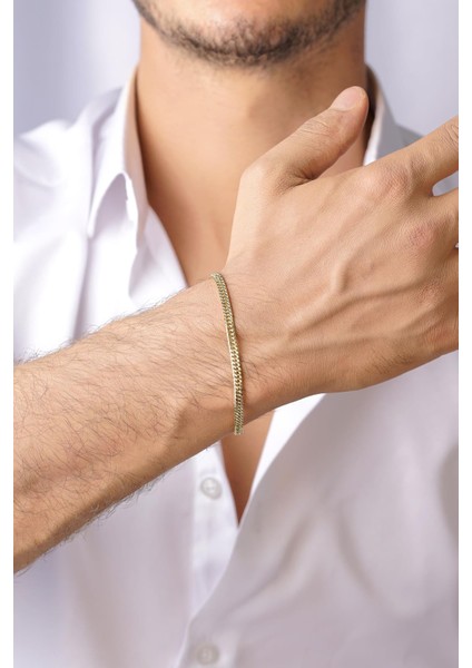 14 Ayar Altın Sık Gurmet Zincir Erkek Bileklik fiyatları