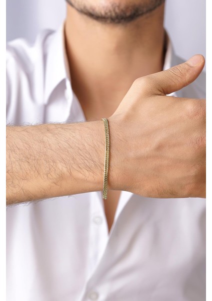 14 Ayar Altın Sık Gurmet Zincir Erkek Bileklik modelleri