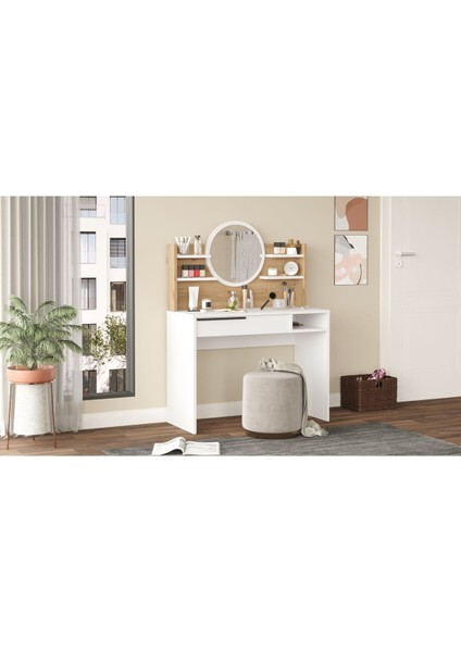 Ocean Makyaj Masası Aynalı Raflı Çekmeceli Sepet-Beyaz ON28-SW modelleri