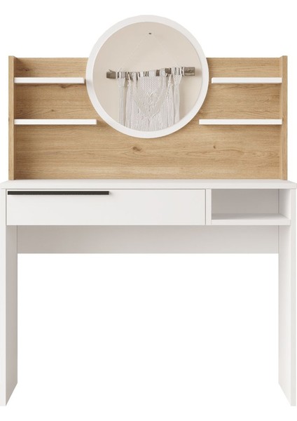 Ocean Makyaj Masası Aynalı Raflı Çekmeceli Sepet-Beyaz ON28-SW fırsatları