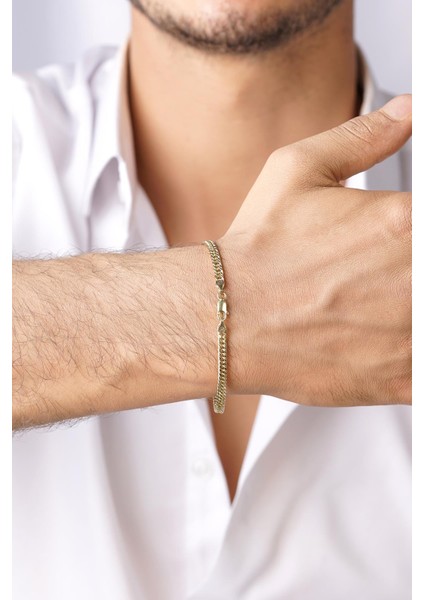 14 Ayar Altın Sık Gurmet Zincir Erkek Bileklik fırsatları