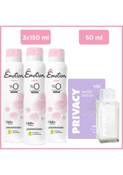 Women Limited Edition Edt 50 ml & Emotion Love Kadın Deodorant 3X150ML