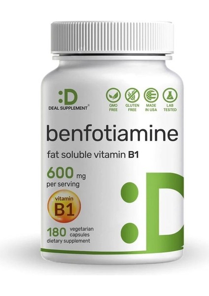 Benfotiamine B1 Thiamine 600 Mg- 180 Veg Capsules