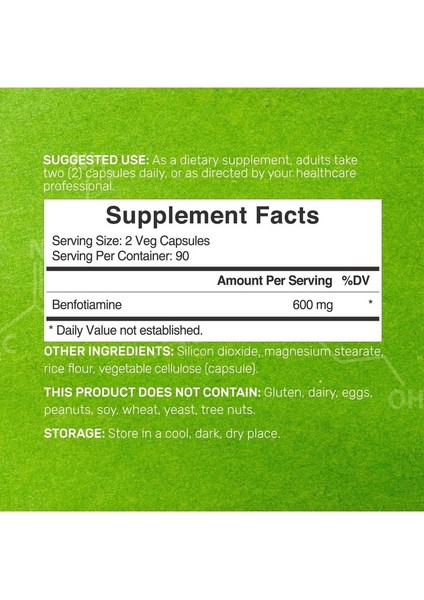 Benfotiamine B1 Thiamine 600 Mg- 180 Veg Capsules fiyatları