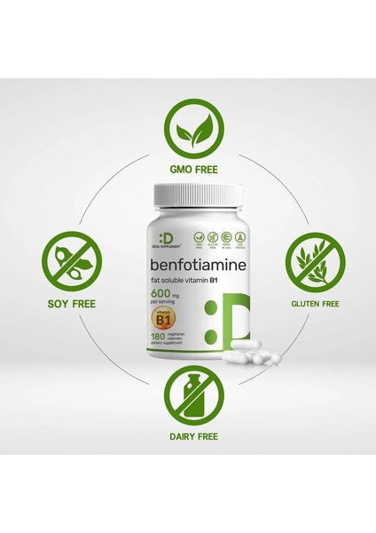 Benfotiamine B1 Thiamine 600 Mg- 180 Veg Capsules modelleri