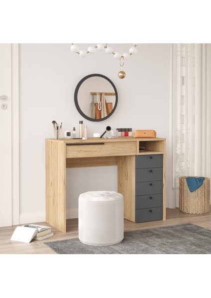 Ocean Makyaj Masası Aynalı Çekmeceli Şifonyer Sepet-Antrasit ON29-SA fiyatları