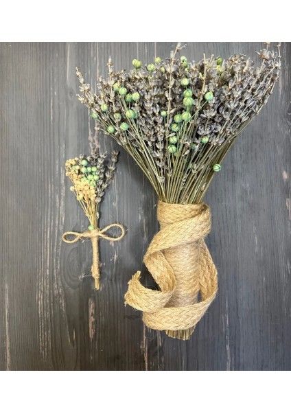Kişiye Özel Doğal Lavanta ve Kuru Çiçek Gelin Buketi – El Yapımı Rustik Tasarım fiyatları