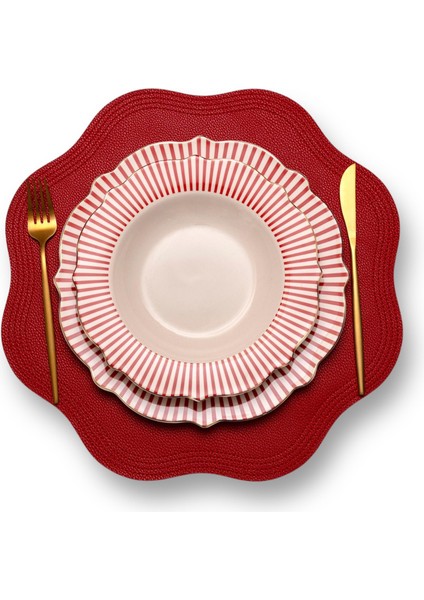 Kırmızı Deri Amerikan Servis / Supla / Placemats