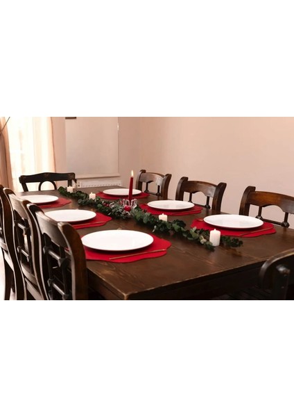 Kırmızı Deri Amerikan Servis / Supla / Placemats modelleri