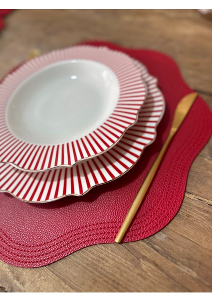 Kırmızı Deri Amerikan Servis / Supla / Placemats fırsatları