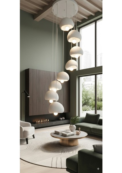 Iskandinav Beton 8 Li Sarkıt Avize (21 Cm)