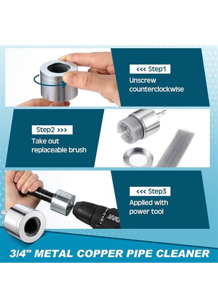 1 Değiştirilebilir Fırçalı 3/4 Inç Metal Bakır Boru Temizleyici Boru Temizleme Fırçası Elektrikli Matkap Için Boru Temizleme Fırçası (Yurt Dışından) fiyatları