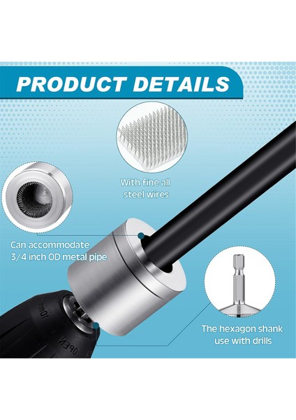 1 Değiştirilebilir Fırçalı 3/4 Inç Metal Bakır Boru Temizleyici Boru Temizleme Fırçası Elektrikli Matkap Için Boru Temizleme Fırçası (Yurt Dışından) modelleri