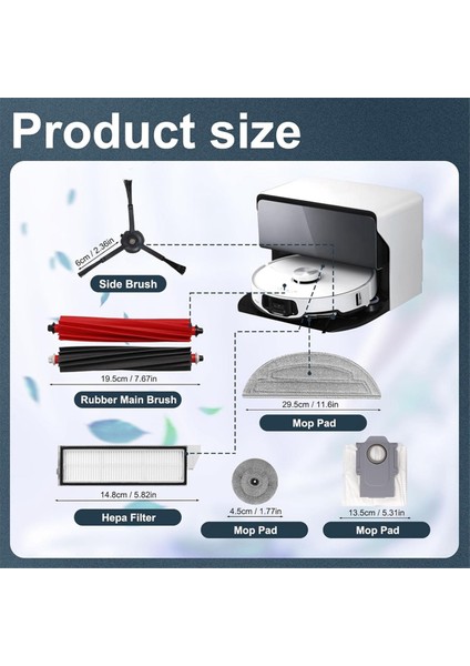 S8 Maxv Ultra Vakum Robot Yedek Parça Ana Yan Fırça Hepa Filtre Paspas Bezi Toz Torbaları Aksesuarları (Yurt Dışından) fiyatları