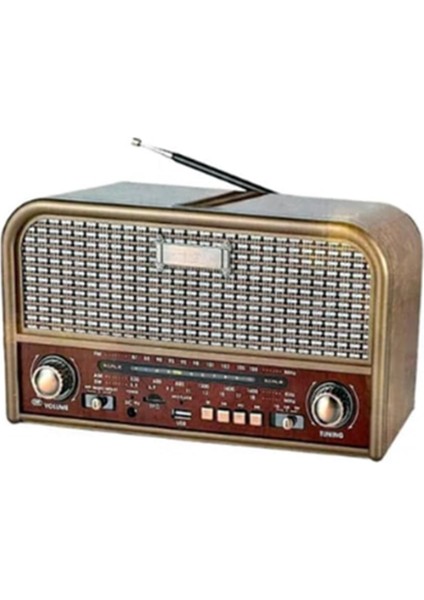 RT-715 Bluetooth-USB-SD-FM Şarjlı Nostaljik Radyo Led Fener Özellikli