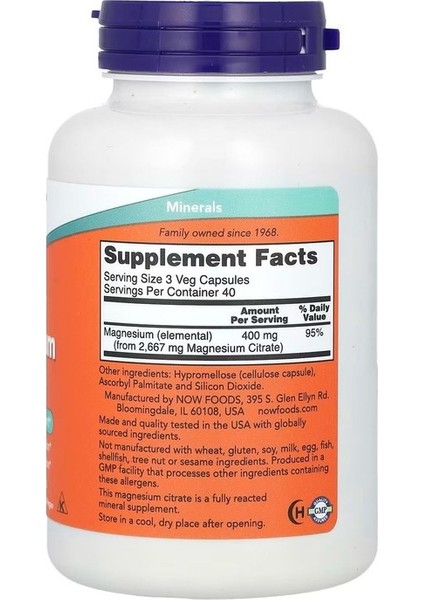 Magnezyum Sitrat, 120 Veg.kapsül.usa Menşei.dmmedicine'den fiyatları