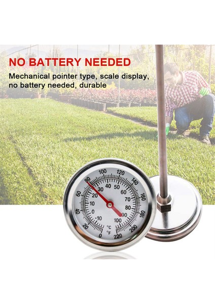 5x Uzun Gövde Kompost Toprak Termometresi - Hızlı Tepki Paslanmaz Çelik 20 Inç - Ölçüm Probu - Fahrenheit ve Celsius (Yurt Dışından) modelleri