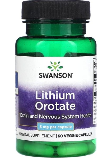 Lityum Orotat, 5 Mg, 60 Veg.kapsül.usa Menşei.dmmedicine'den