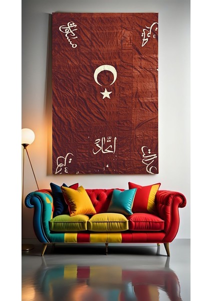 Dekoratif Türk Bayrağı Ev Duvar Salon Güzellik Salonu Ofis Dükkan Dekarasyon Kanvas Tablo