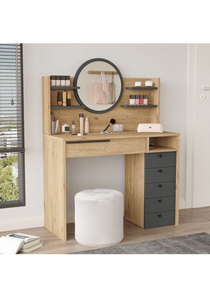 Ocean Makyaj Masası Aynalı Çekmeceli Şifonyer Raf Sepet-Antrasit ON30-SA fiyatları