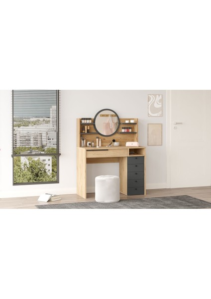 Ocean Makyaj Masası Aynalı Çekmeceli Şifonyer Raf Sepet-Antrasit ON30-SA modelleri