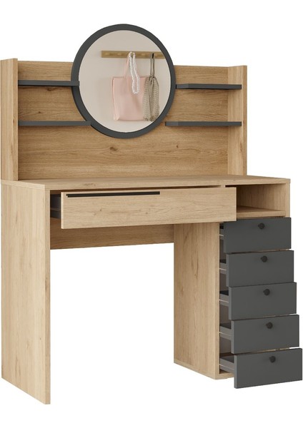 Ocean Makyaj Masası Aynalı Çekmeceli Şifonyer Raf Sepet-Antrasit ON30-SA indirimleri