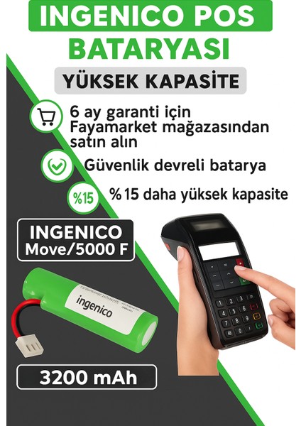 MOVE/5000F ve Iwe 280 Uyumlu Pos Bataryası Pili 6 Ay Garantili 3200 Mah Güvenlik Devreli %15 Daha Yüksek Kapasiteli