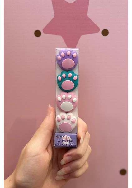 Gıpta Kedi Patisi Şeklinde Silgi 4lü