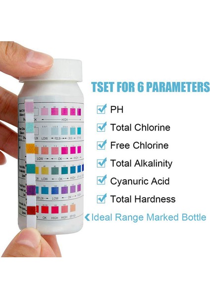 100PCS 6 Arada Yüzme Havuzu Ph Test Kağıdı Konurup Klor Ph Değer Alkalinite Sertlik Test Şeridi Ph Test Cihazı (Yurt Dışından) indirimleri