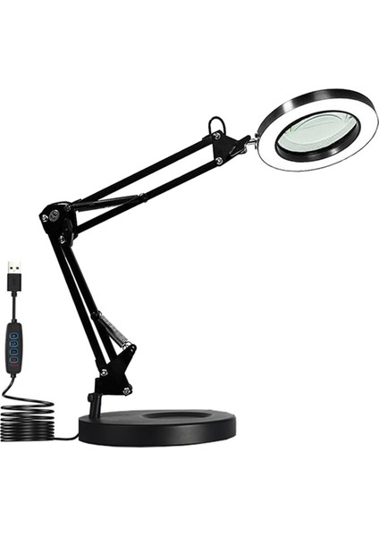 Işık ve Stand ile Büyüteç, 10X Büyütme Lambası, Kelepçeli 2&#39;si 1 Arada Büyütme Masa Lambası, 3 Renk Modu (Yurt Dışından)