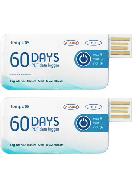 2x Sıcaklık Veri Günlüğü TEMPU05 60 Gün Pdf Rapor Sıcaklık Kaydedici Tek Kullanım USB Sıcaklık Kayıt Aleti (Yurt Dışından)