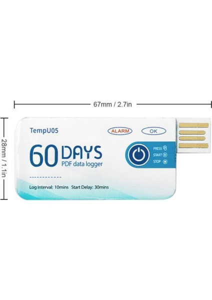 2x Sıcaklık Veri Günlüğü TEMPU05 60 Gün Pdf Rapor Sıcaklık Kaydedici Tek Kullanım USB Sıcaklık Kayıt Aleti (Yurt Dışından) fiyatları