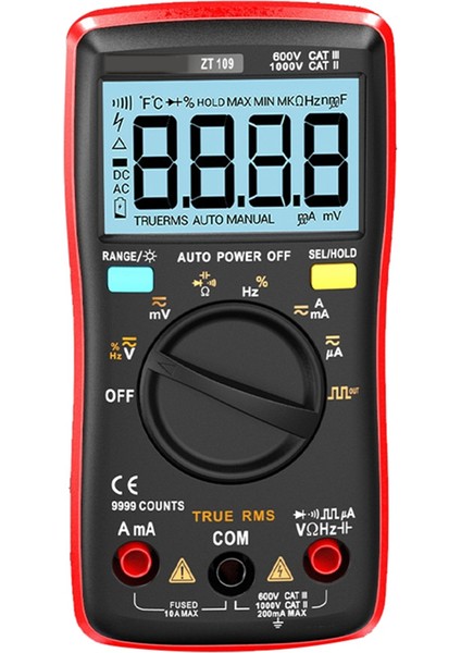 AN8009 Arka Işık LCD Multimetre Test Cihazı Voltmetre Ölçer Taşınabilir Çok Fonksiyonlu Akıllı Dedektör Kırmızı (Yurt Dışından)