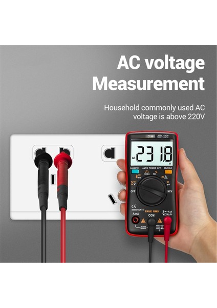 AN8009 Arka Işık LCD Multimetre Test Cihazı Voltmetre Ölçer Taşınabilir Çok Fonksiyonlu Akıllı Dedektör Kırmızı (Yurt Dışından) fiyatları