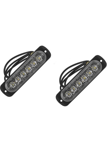 2 Pcs 12V-24V 6led Hafif Flaş Acil Araç Aracı Uyarı Flaş Yanıp Sönen, Mavi Beyaz (Yurt Dışından)