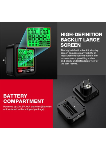 Habotest HT97 Dijital Soket Test Cihazı Akıllı Voltaj Dedektörü Çıkış Denetleyicisi Ab Fişi (Yurt Dışından)