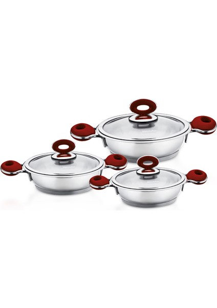 Esila 6 Parça Paslanmaz Çelik Omlet Seti Kırmızı fiyatları