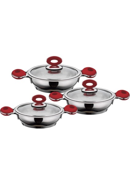 Esila 6 Parça Paslanmaz Çelik Omlet Seti Kırmızı fırsatları
