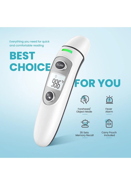 Yetişkinler Için Alın Termometresi Çocuklar, Dijital Kızılötesi Termometre, LCD Ekranlı Ateş Için Dokunulmaz Termometre (Yurt Dışından) fiyatları