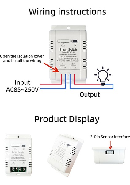 1m Sensör Ewelink Smart Wifi 20A Termostat Sıcaklık Anahtarı (Yurt Dışından)