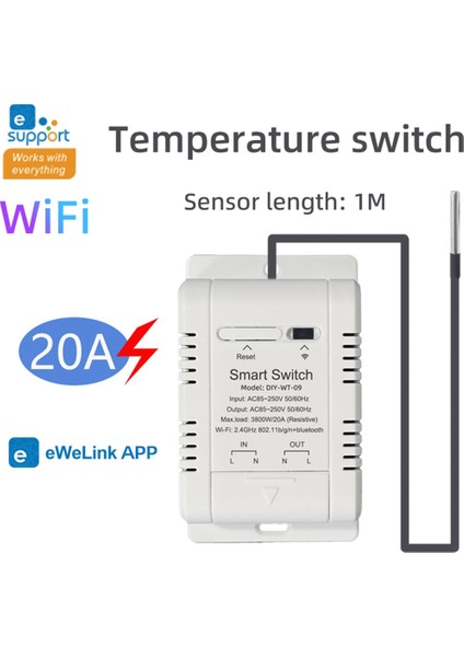 1m Sensör Ewelink Smart Wifi 20A Termostat Sıcaklık Anahtarı (Yurt Dışından) indirimleri